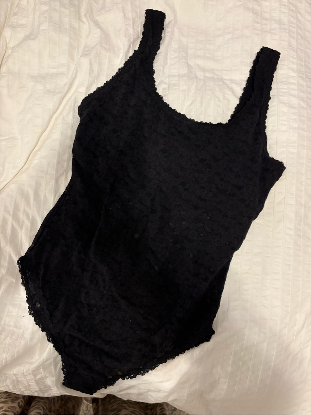 aerie Black Lace Scoop Neck Bodysuit